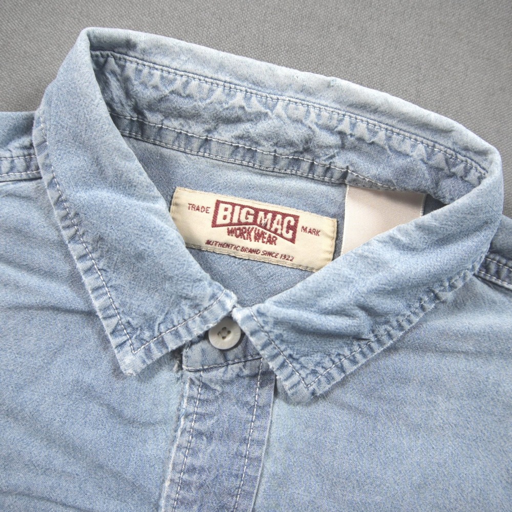 Vintage Big Mac Workwear Chambray 2 Pocket Short Sleeve Men Shirt L